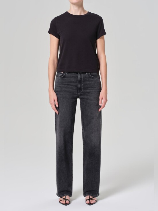 Agolde Denim - AGOLDE Harper Jean Mid Rise Relaxed Straight Jeans In Hush(washes Black) 33